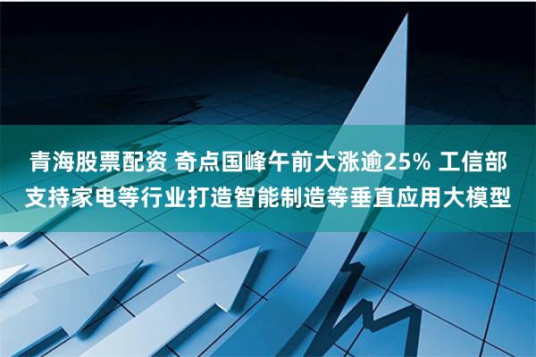 青海股票配资 奇点国峰午前大涨逾25% 工信部支持家电等行业打造智能制造等垂直应用大模型