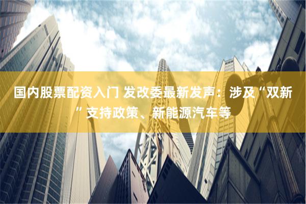 国内股票配资入门 发改委最新发声：涉及“双新”支持政策、新能源汽车等